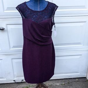 Calvin Klein Maroon Lace Top Cocktail Dress NWT